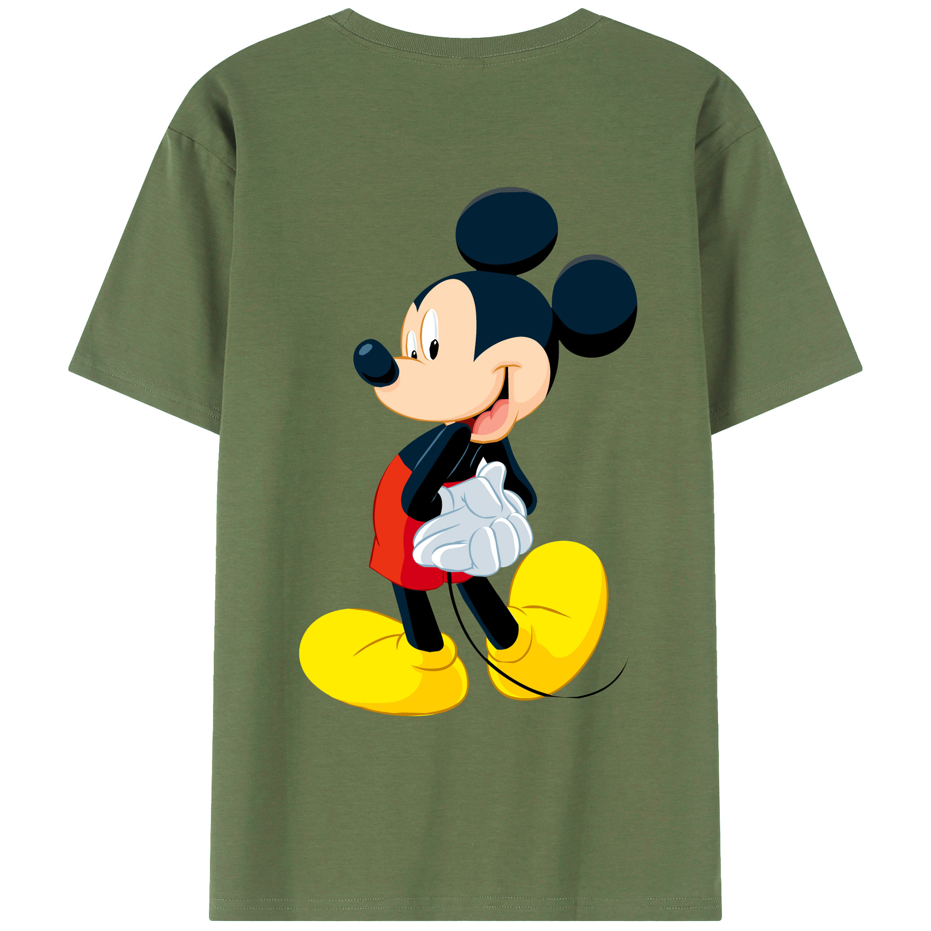 ミッキーマウス Mickey Mouse 綿100％ メンズ半袖Tシャツ（バックプリント） 通気性